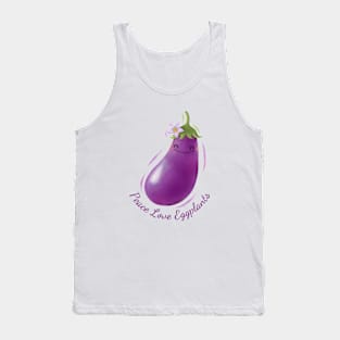 Peace Love Eggplants Watercolor Cute Tank Top